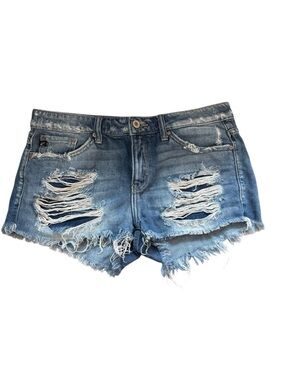 KanCan Gizelle Mid Rise Denim Shorts Distressed